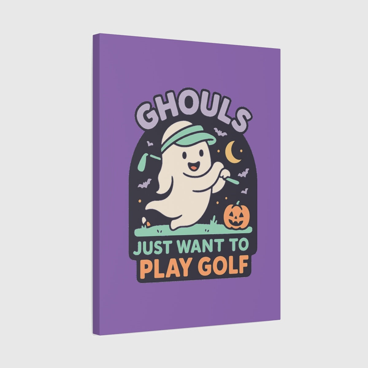 GHOULS Just want to Play Golf - Canvas Wall Art - Light Purple - 18×24 - front