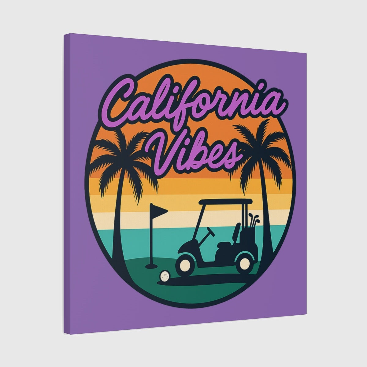 Golf Vibes - California Coast Edition - Canvas Wall Art - Light Purple - 24×24 - front