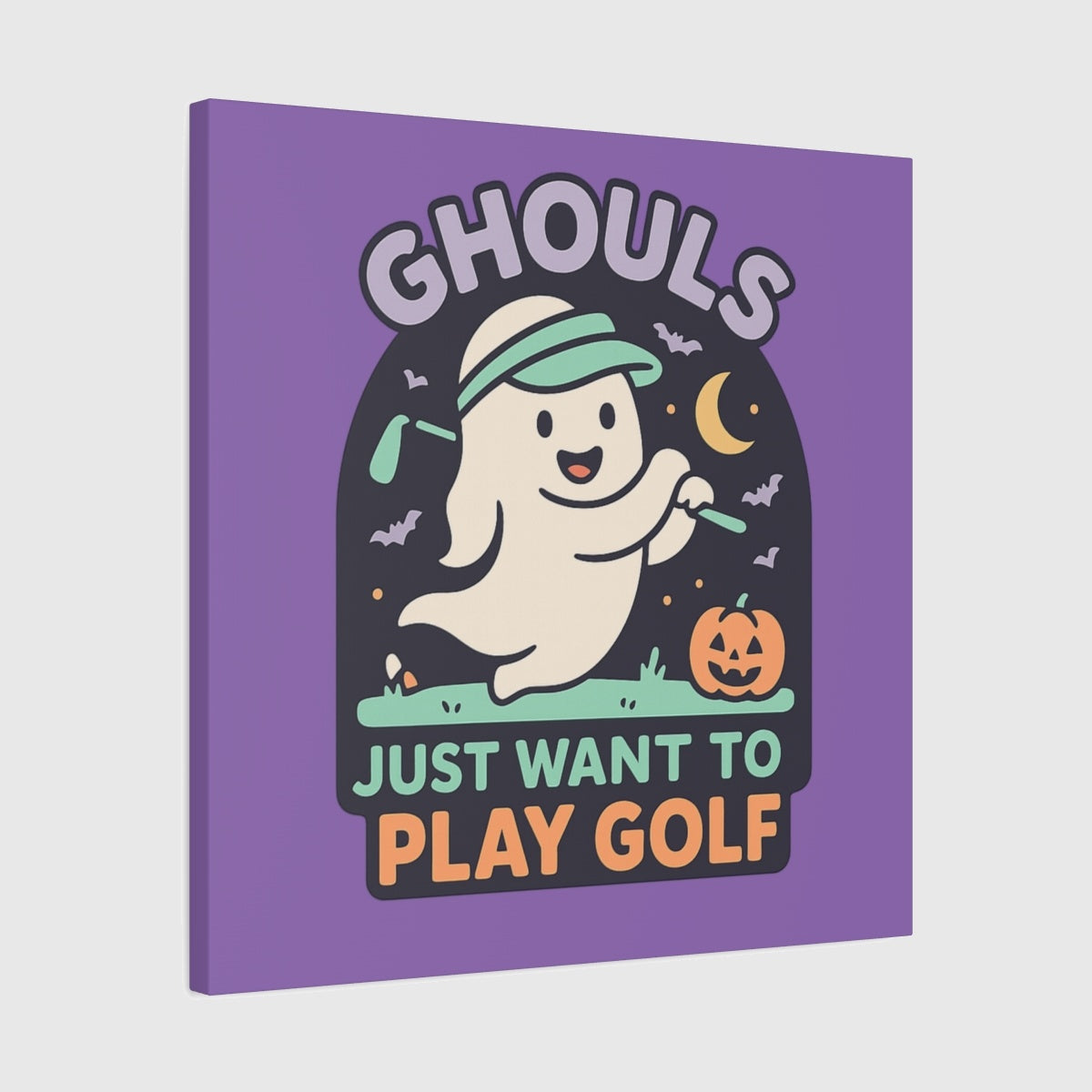 Ghouls Just Wanna Play Golf - Canvas Wall Art - Light Purple - 24×24 - front