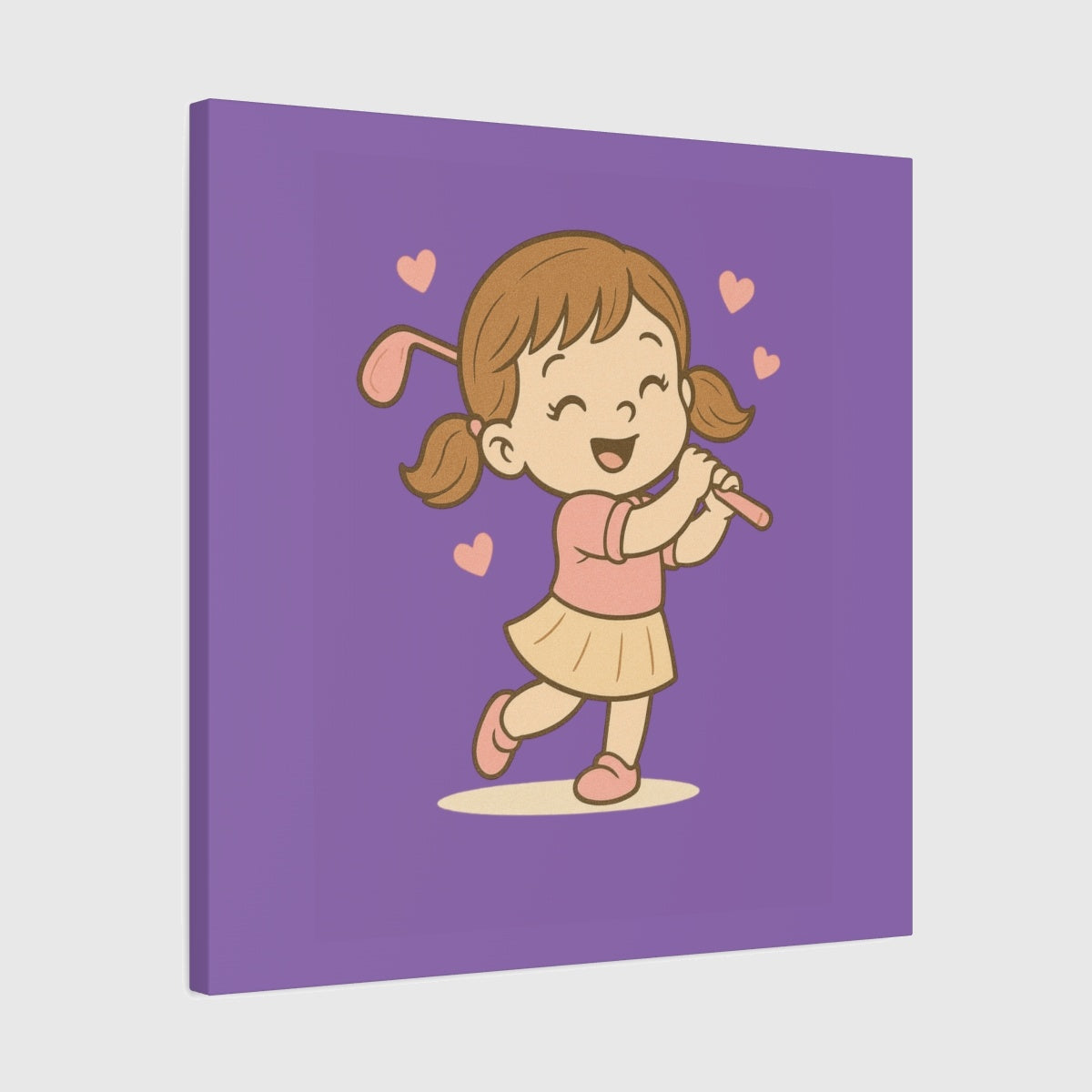 Happy Golfer Girl - Canvas Wall Art - Light Purple - 24×24 - front