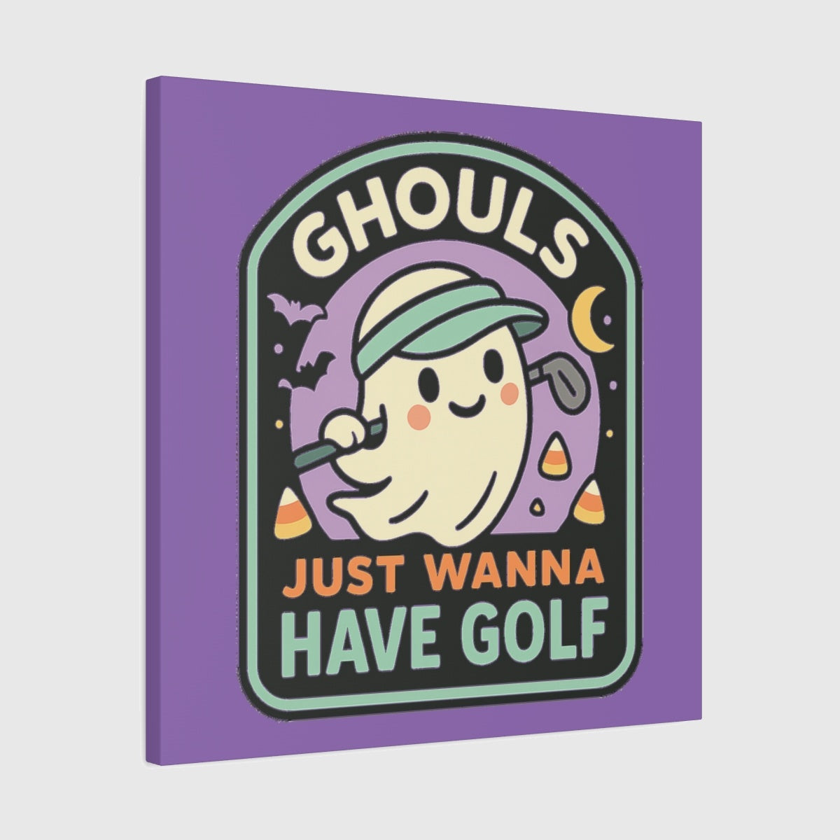 Ghouls Just Wanna Have Golf - Canvas Wall Art - Light Purple - 24×24 - front