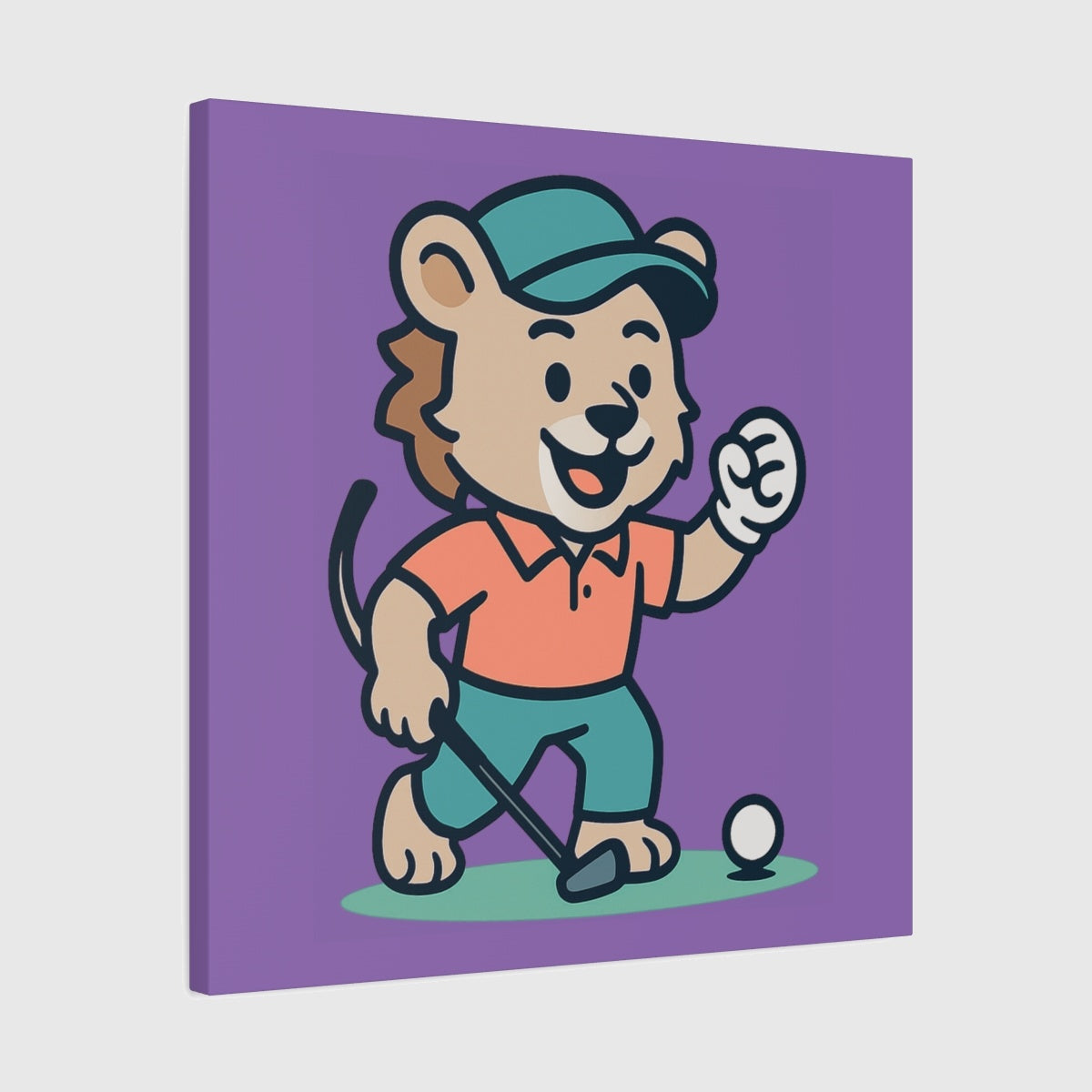 Fist Pumping Lion - Canvas Wall Art - Light Purple - 24×24 - front