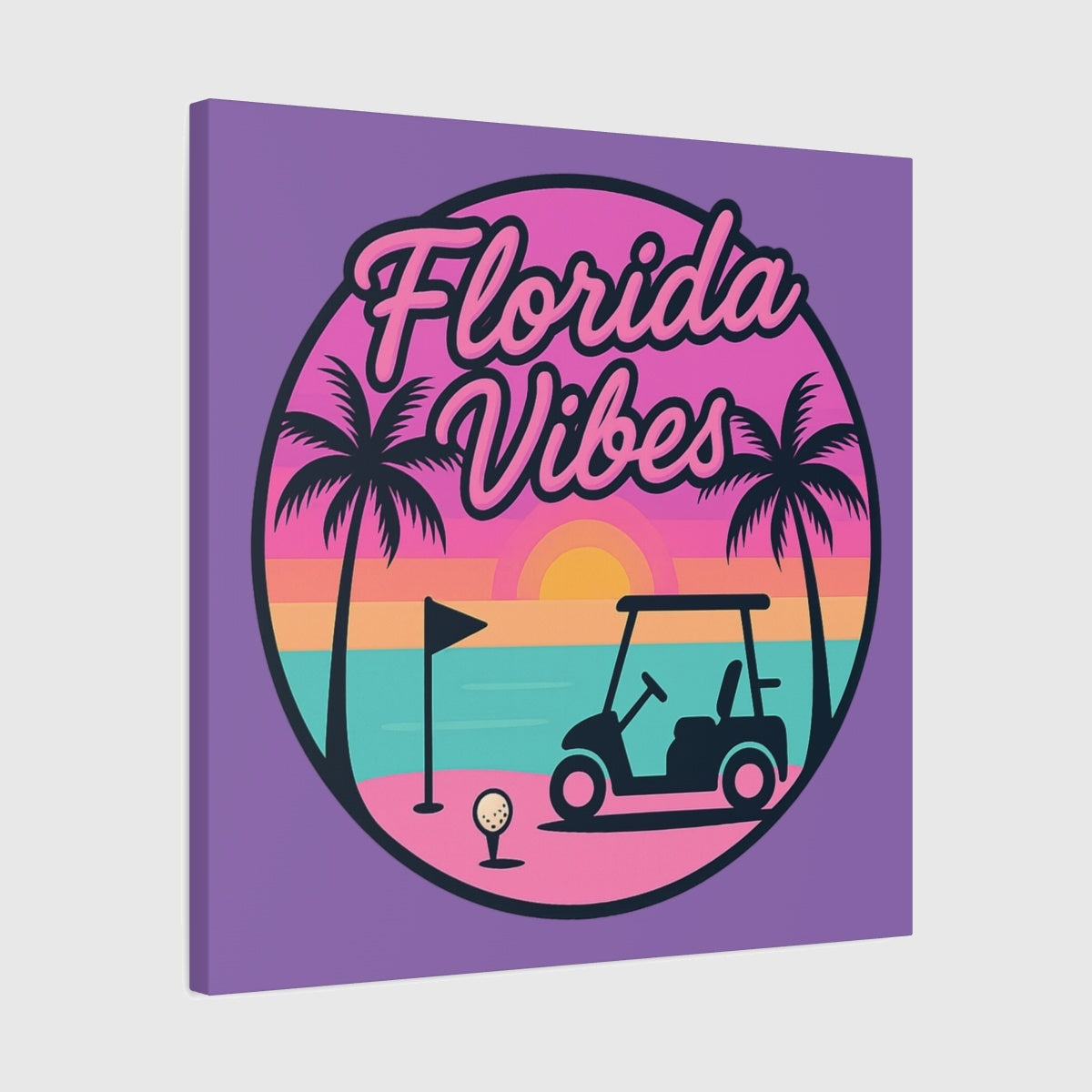 Golf Vibes - Florida Sunshine Edition - Canvas Wall Art - Light Purple - 24×24 - front