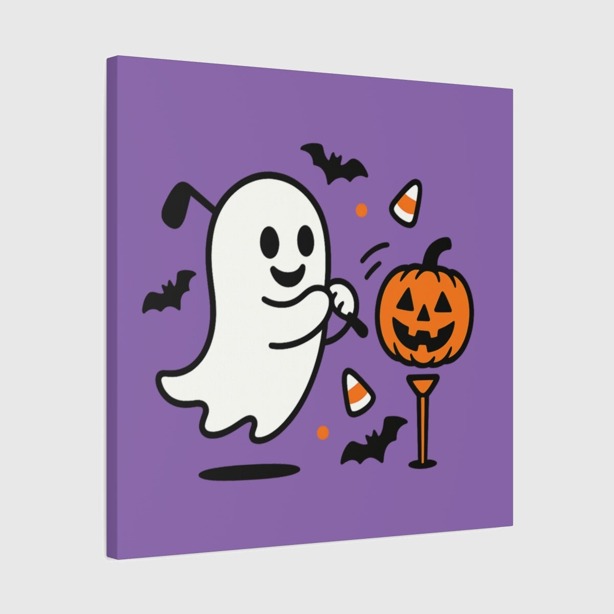 Ghost Tee Off - Canvas Wall Art - Light Purple - 24×24 - front