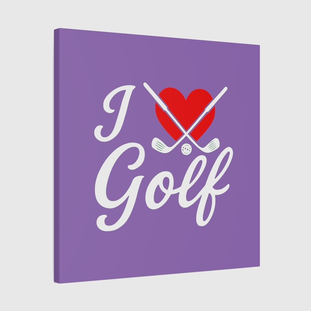 I Love Golf - Canvas Wall Art - Light Purple - 24×24 - front
