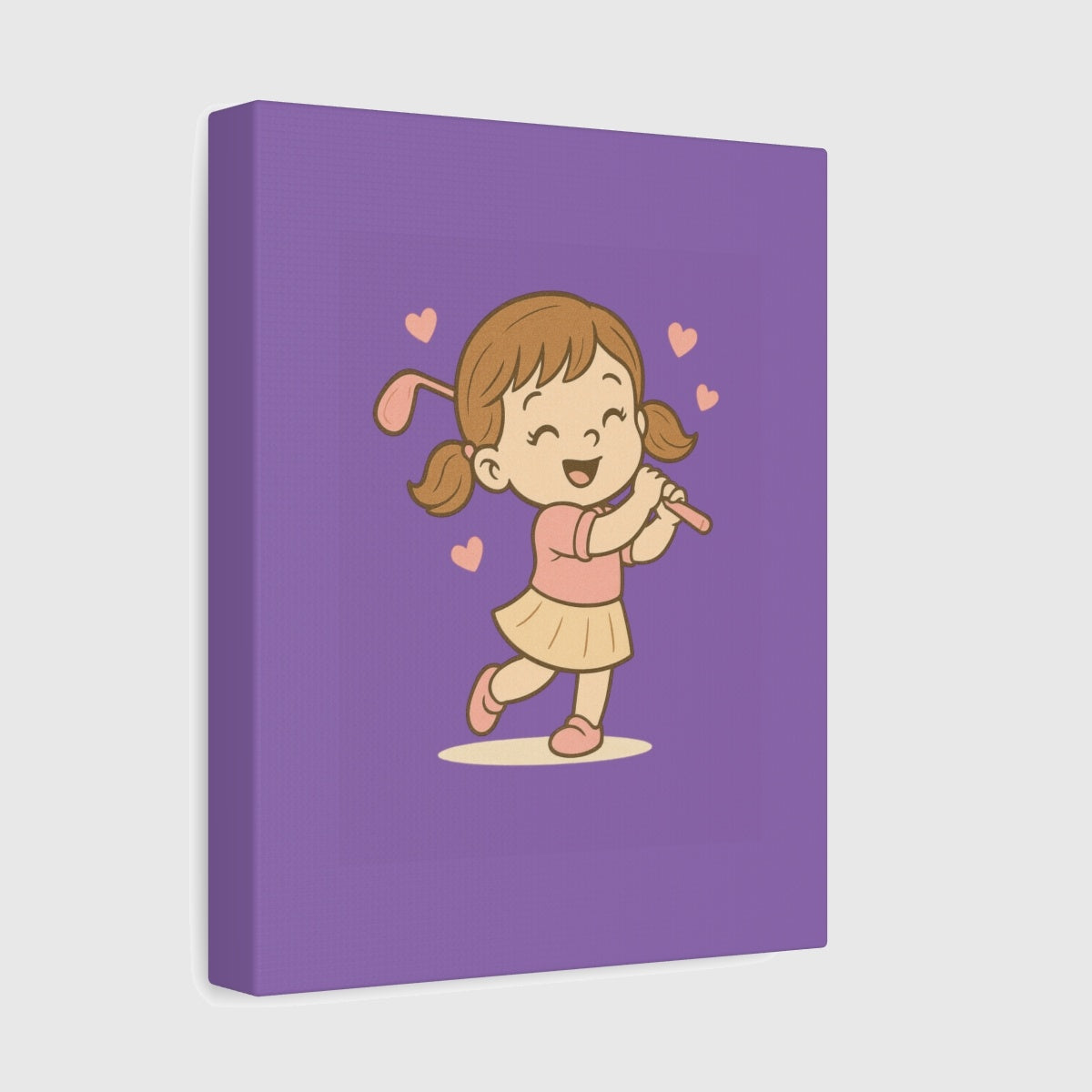Happy Golfer Girl - Canvas Wall Art - Light Purple - 8×10 - front