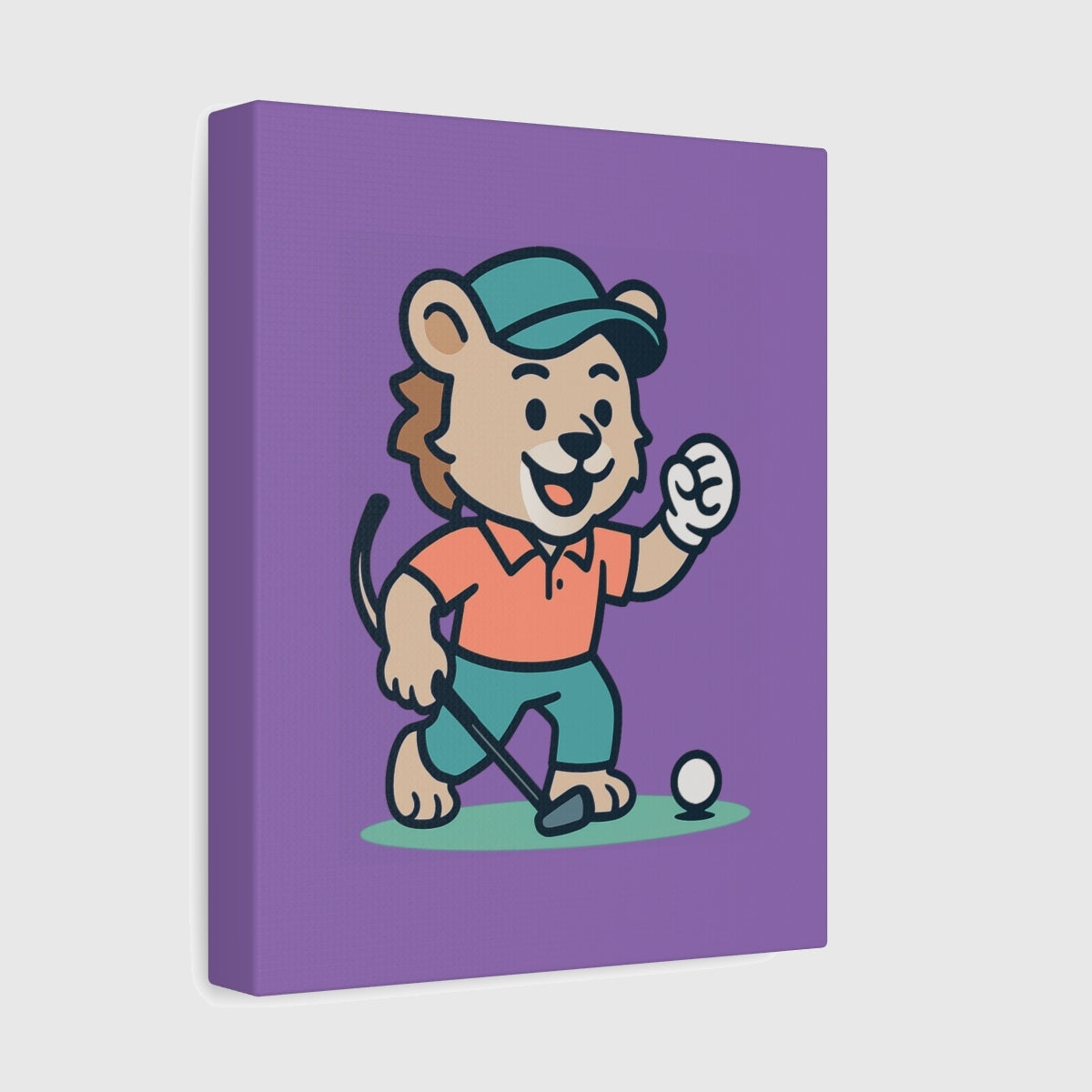 Fist Pumping Lion - Canvas Wall Art - Light Purple - 8×10 - front