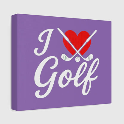 I Love Golf - Canvas Wall Art - Light Purple - 8×10 - front