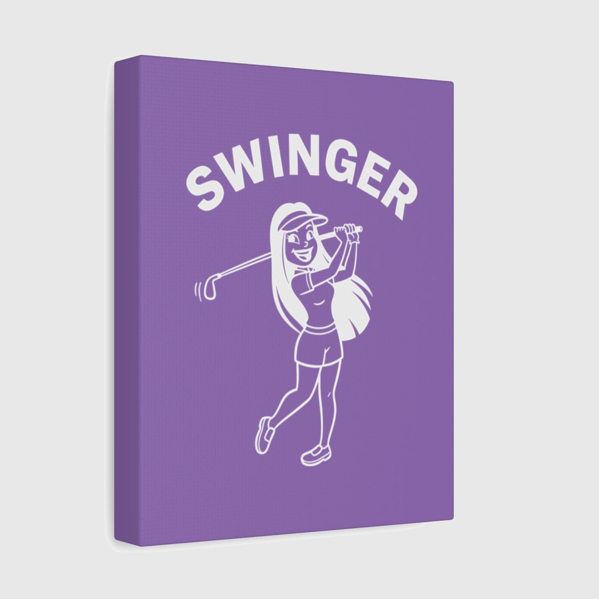 Retro Swinger Women's Golf T-Shirt - Canvas Wall Art - Light Purple - 8×10 - front
