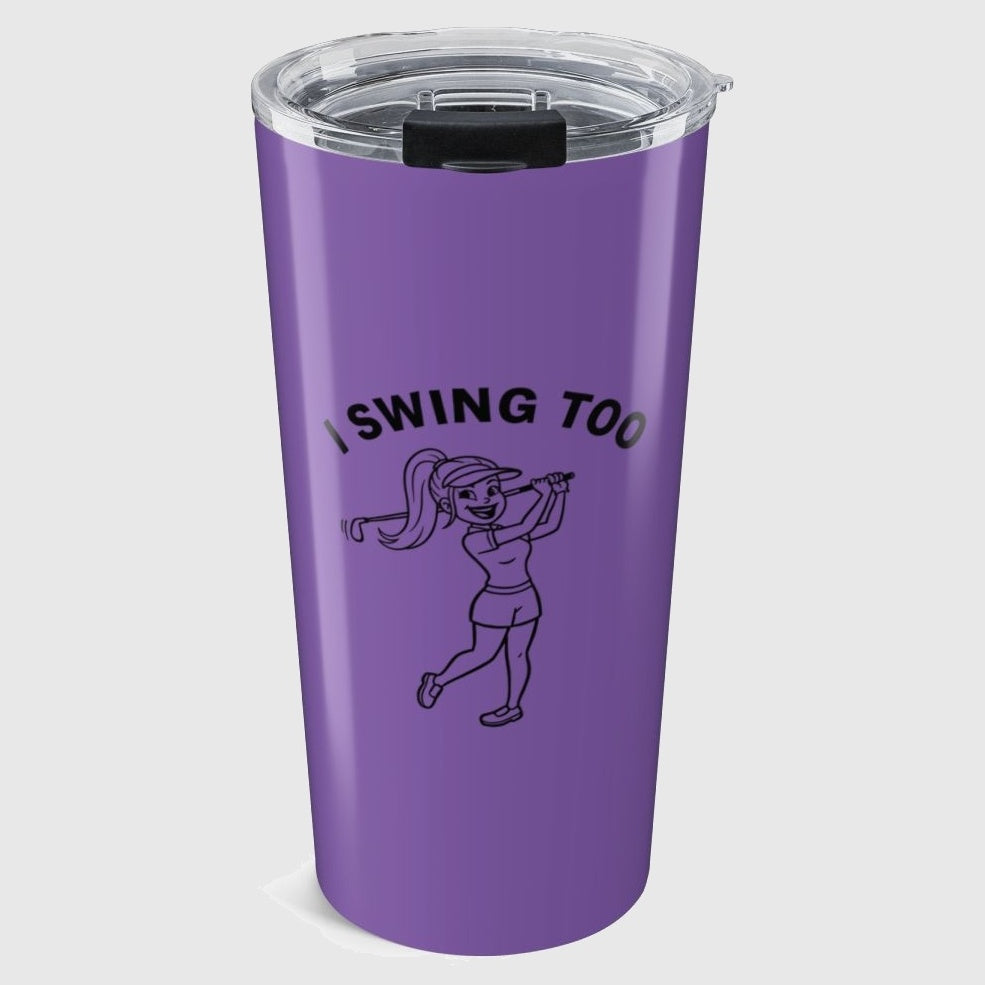 Retro I SWING TOO Women's Golf T-Shirt - 20oz Tumbler in Light Purple