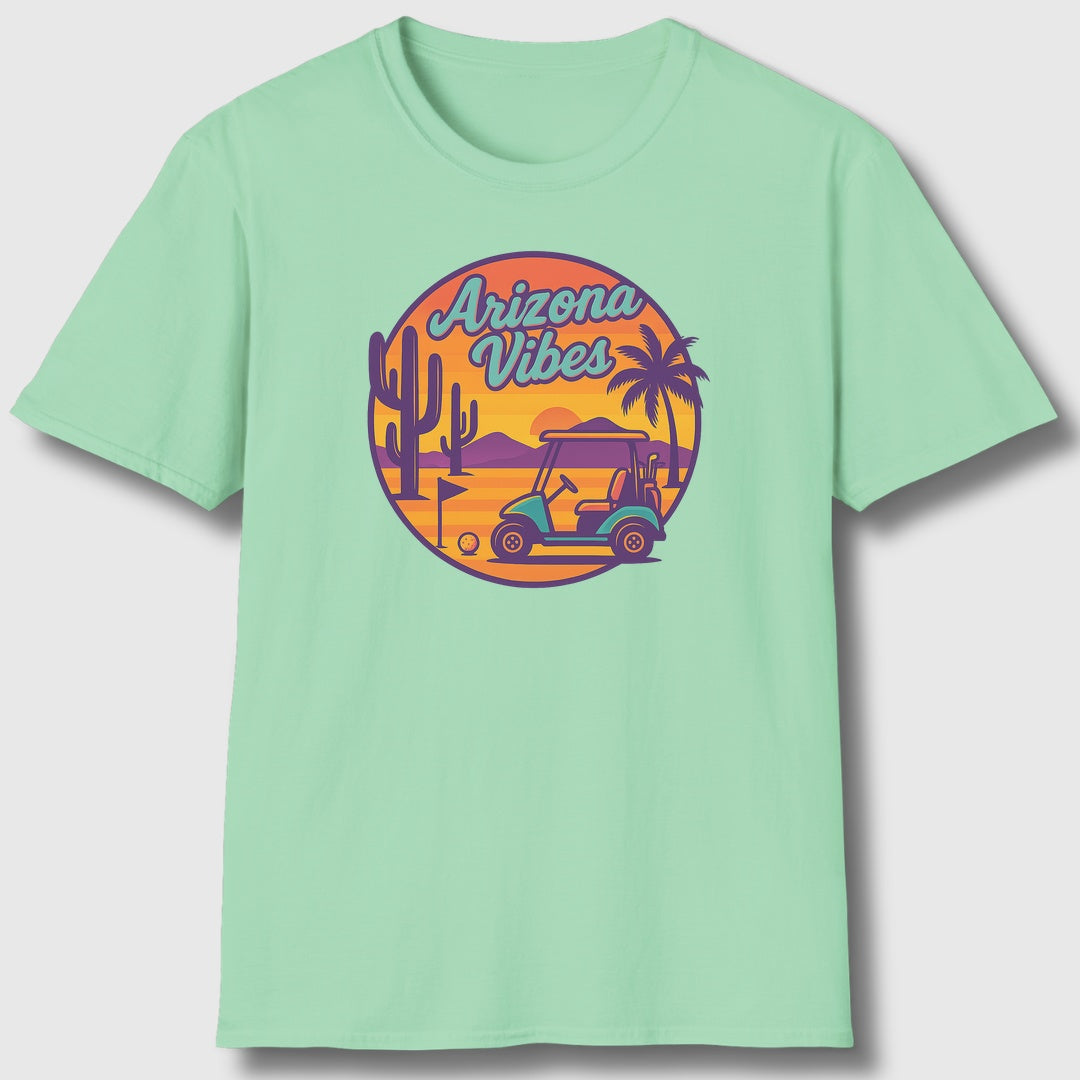 Golf Vibes - Arizona - Desert Edition Golf Destination - Adult Golf T-Shirt in Mint Green