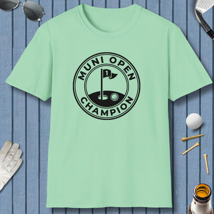 MUNI OPEN CHAMPION - MUNICIPAL GOLF COURSE T-SHIRT in Mint Green