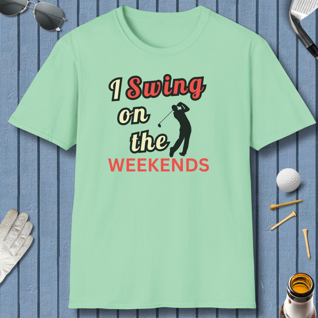 I Swing on the Weekends - Adult Golf T-Shirt in Mint Green
