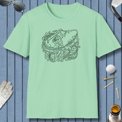 EVERY SWING TELLS A STORY - Women's Golf Vine Art - Adult Golf T-Shirt in Mint Green