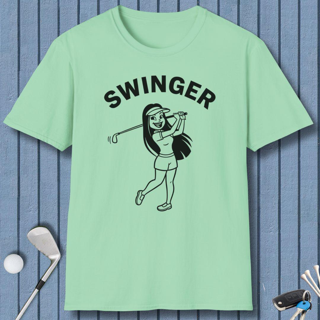 Retro “Swinger” Women’s Golf T-Shirt – Funny Vintage Golf Design
