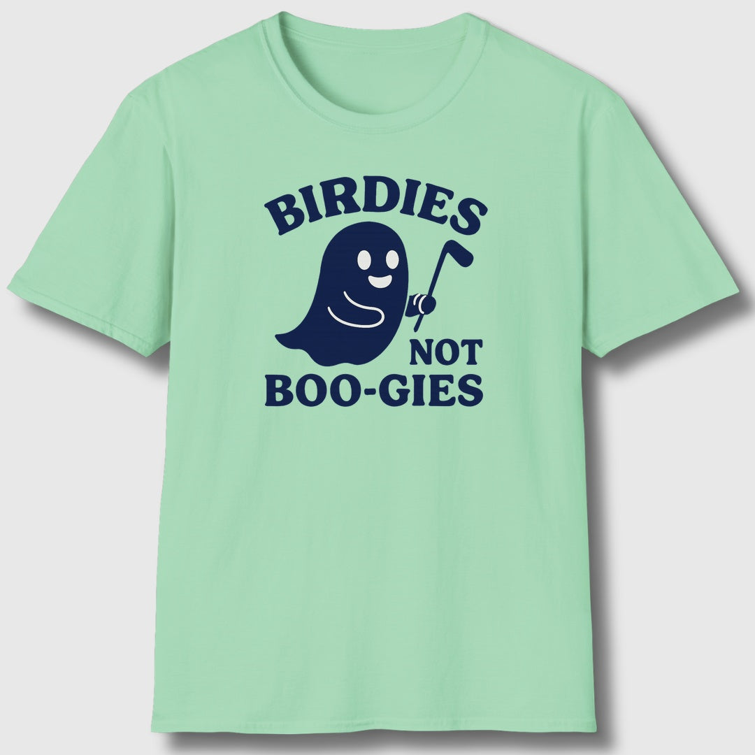Birdies not BOO-GIES - Adult Golf T-Shirt in Mint Green