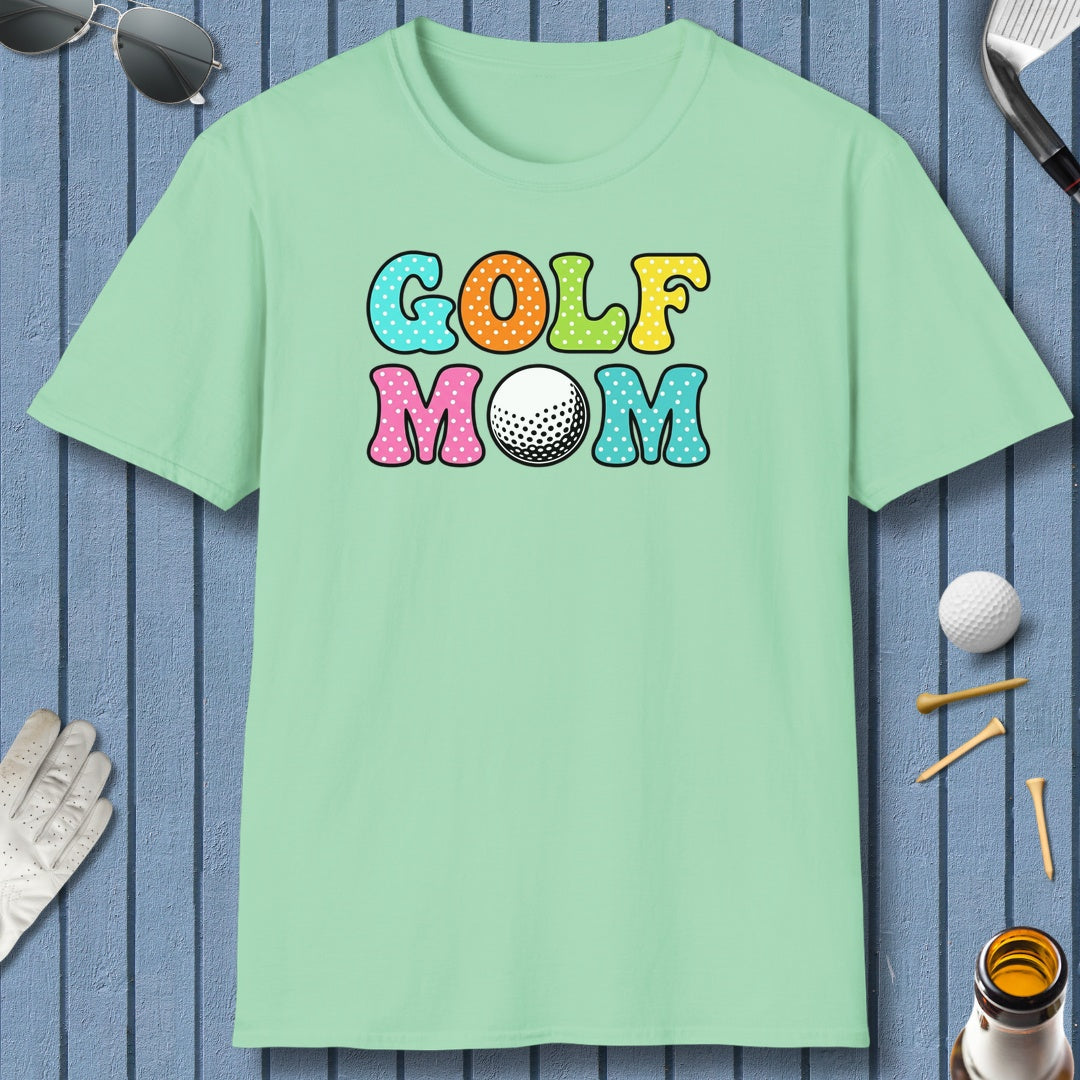 BUBBLY GOLF MOM, Polka Dot Pop - Adult Golf T-Shirt in Mint Green