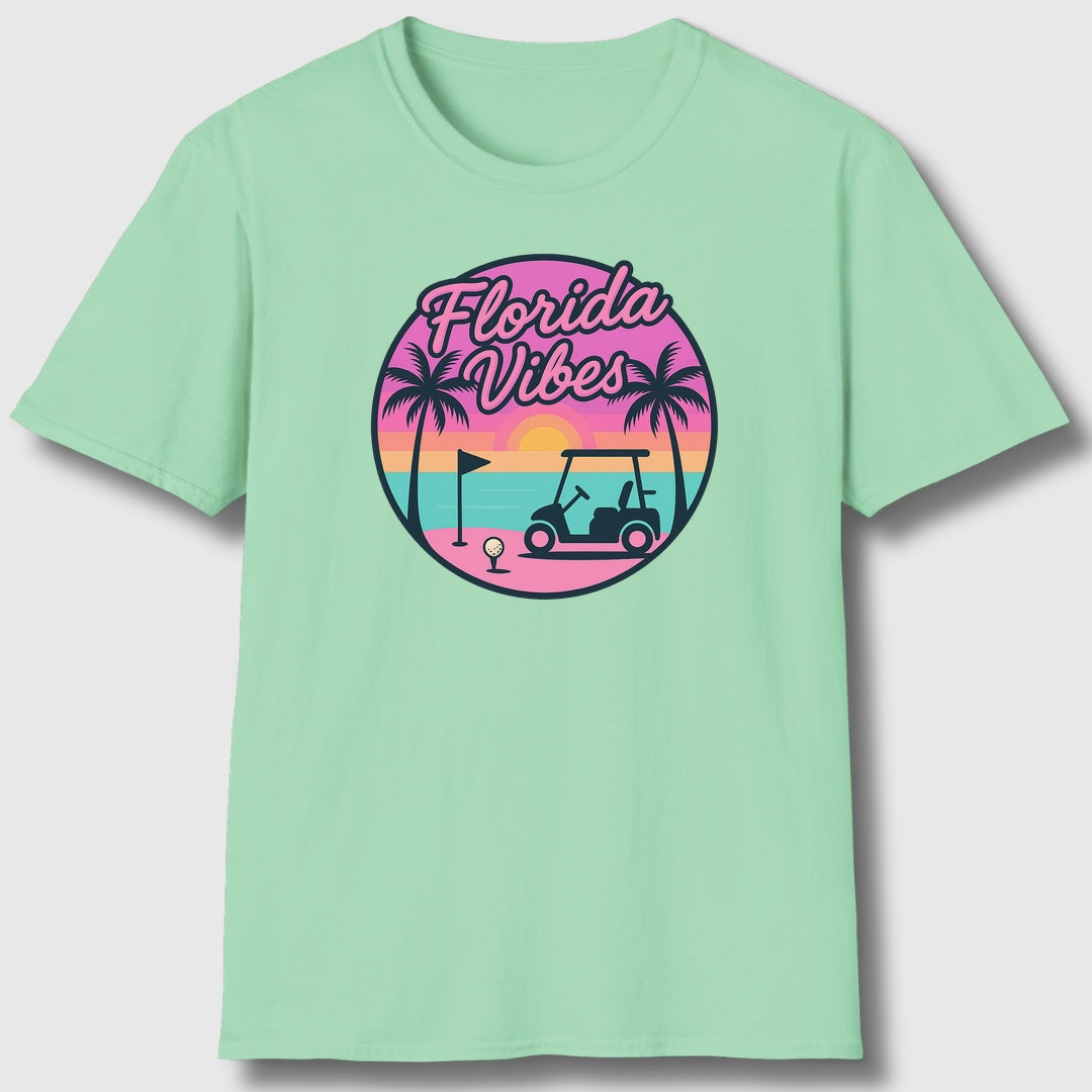 Golf Vibes - Florida Sunshine Edition - Adult Golf T-Shirt in Mint Green