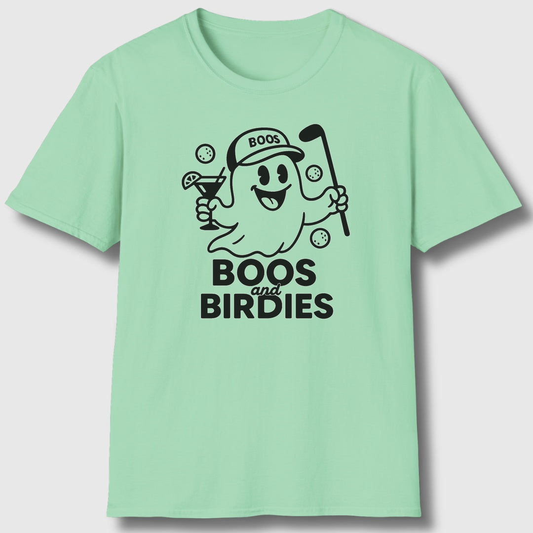 Boos and Birdies - Adult Golf T-Shirt in Mint Green