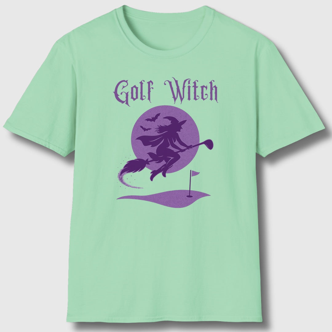 Golf Witch - Adult Golf T-Shirt in Mint Green