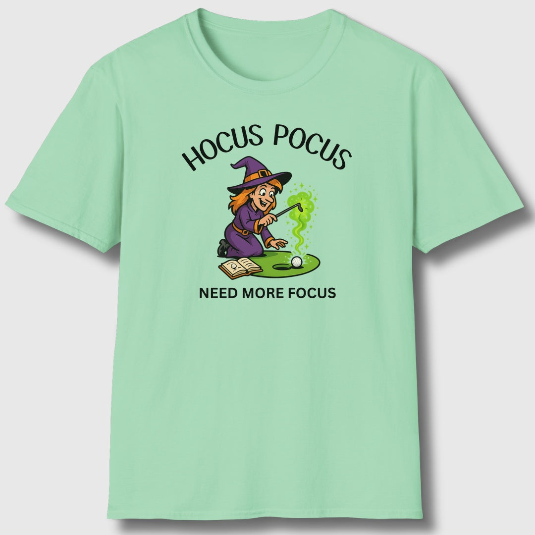 Hocus Pocus, Need More Focus - Adult Golf T-Shirt in Mint Green