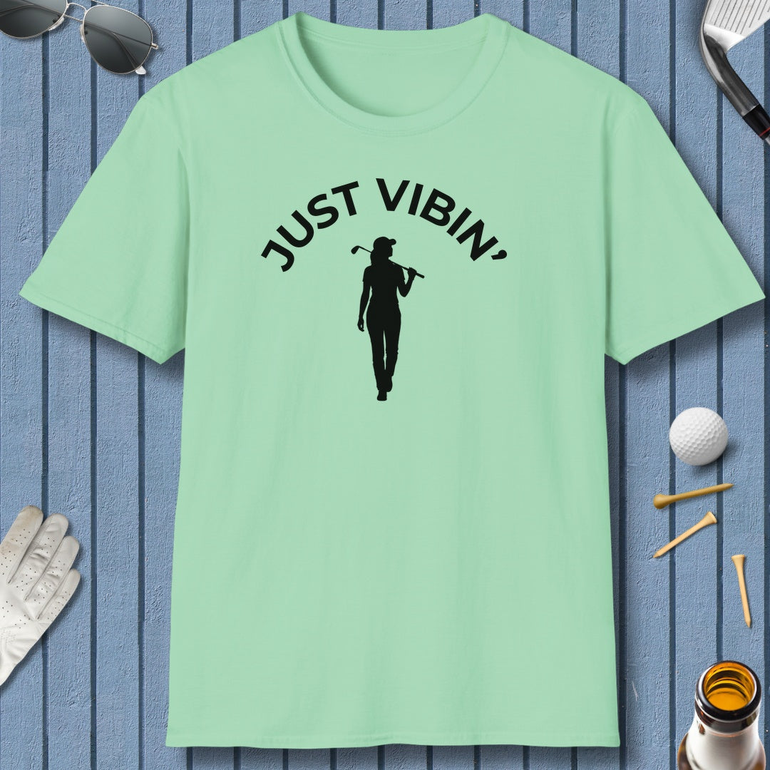 Just Vibin' - Women's - Adult Golf T-Shirt in Mint Green