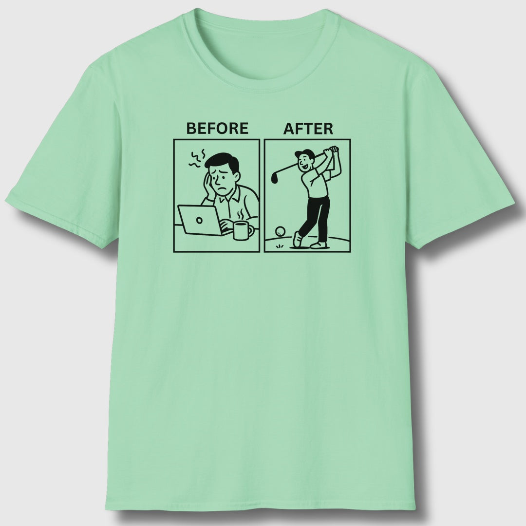 Before & After - Adult Golf T-Shirt in Mint Green
