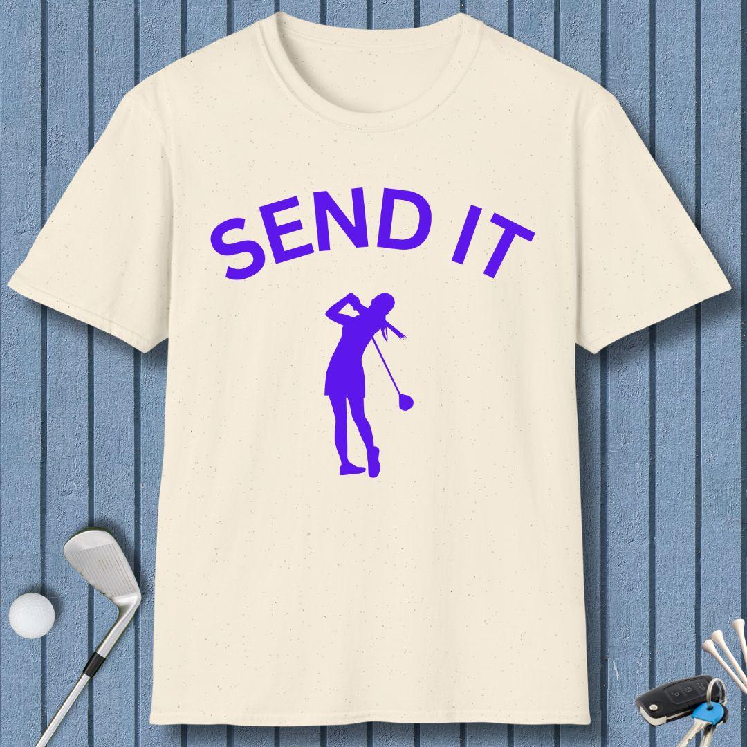 SEND IT - Female - T-Shirt in Natural, great for casual wear. Find more fun golf focused products at oneforetheages.com