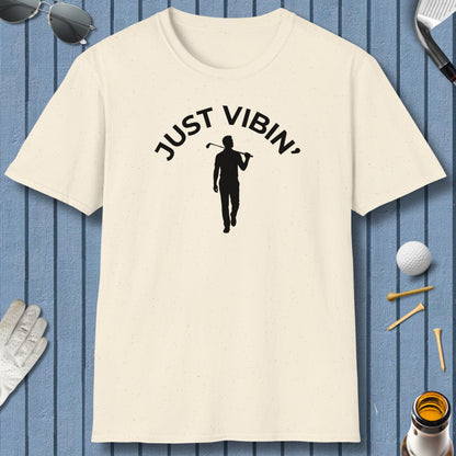 Just Vibin' - Adult Golf T-Shirt in Natural