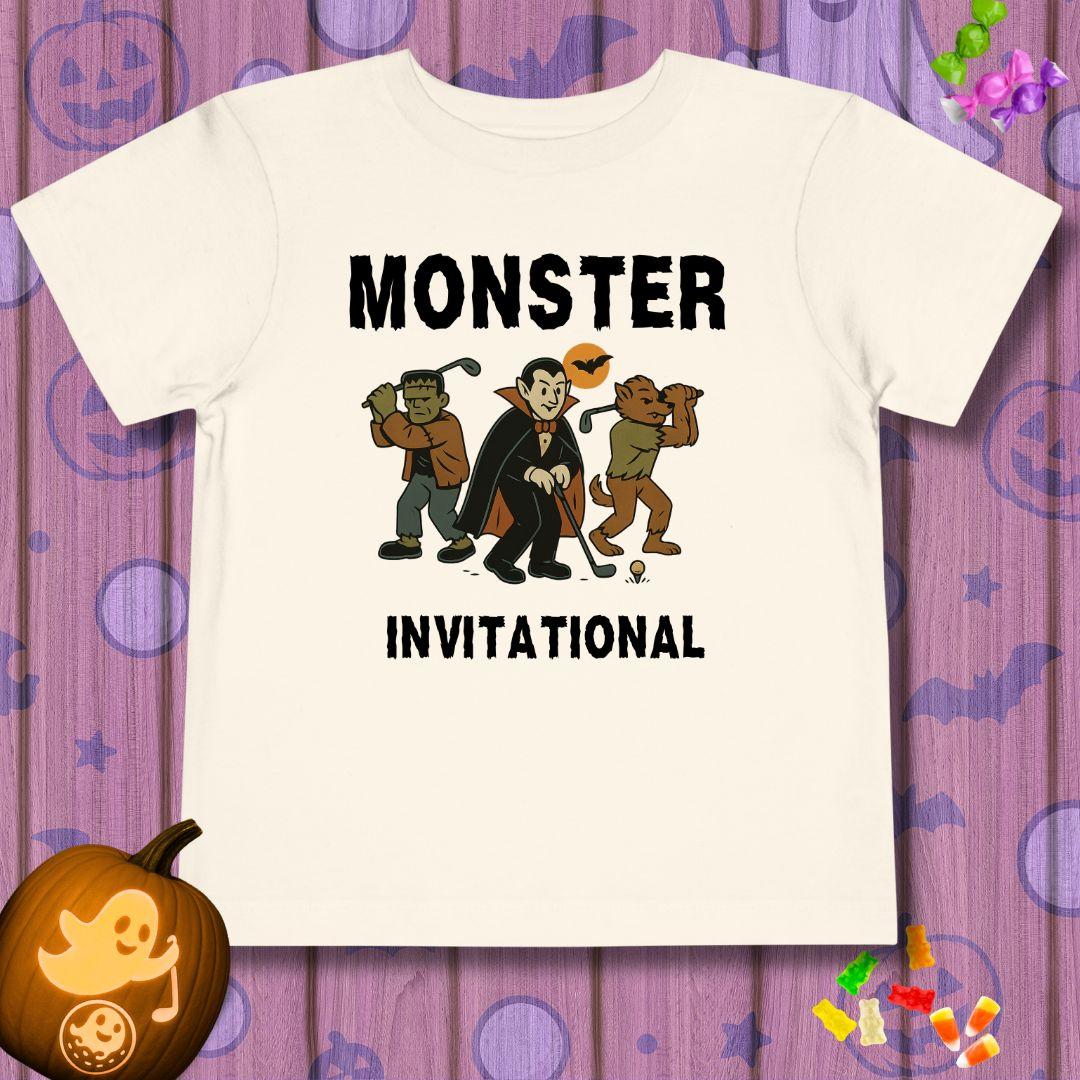 Monster Invitational - Toddler Halloween T-shirt in Natural, great for casual wear. Find more fun golf focused products at oneforetheages.com
