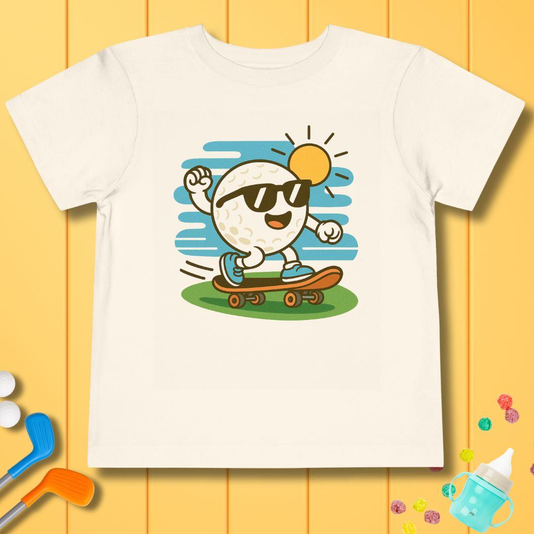 Skate the Fairway – Toddler T-Shirt in Natural, great for casual wear. Find more fun golf focused products at oneforetheages.com
