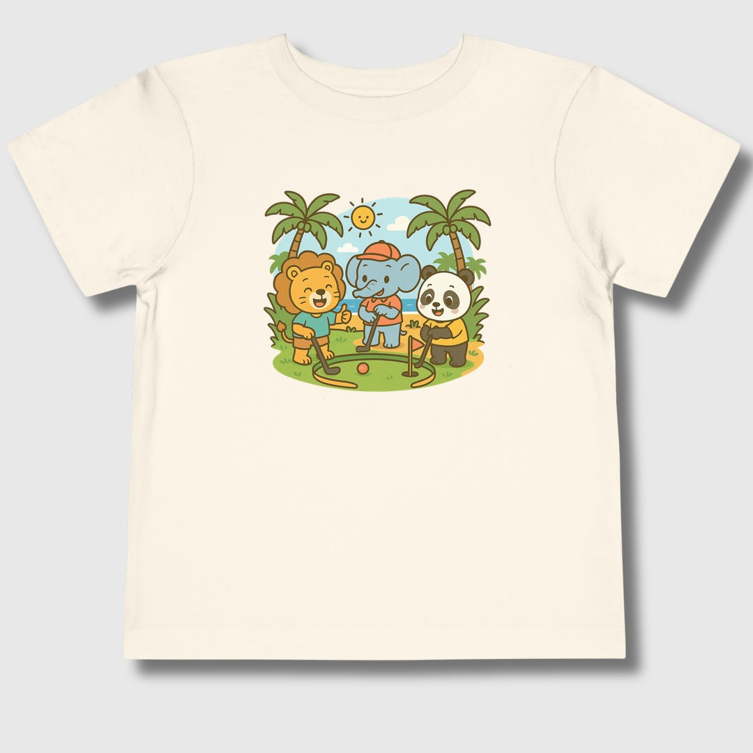 It's a zoo out here - Toddler Golf T-Shirt in Natural