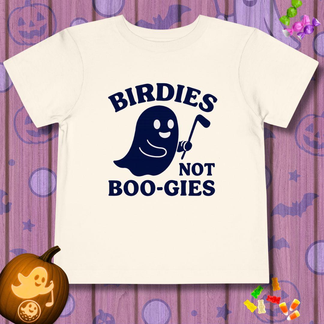 BIRDIES not BOO-GIES - Halloween - Toddler T-Shirt in Natural, great for casual wear. Find more fun golf focused products at oneforetheages.com