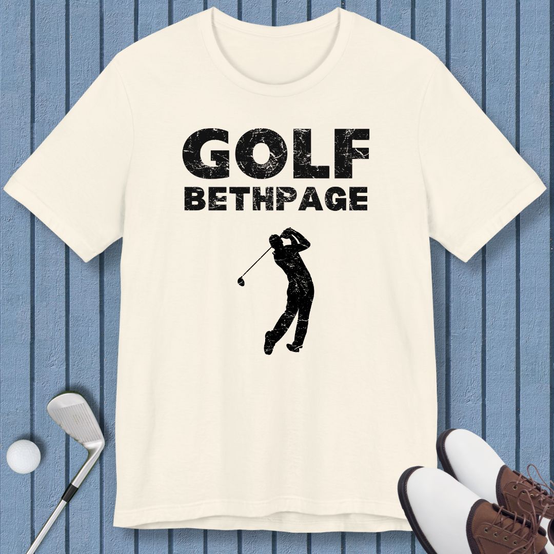 Golf Bethpage - Male T-shirt in Natural, great for casual wear. Find more fun golf focused products at oneforetheages.com