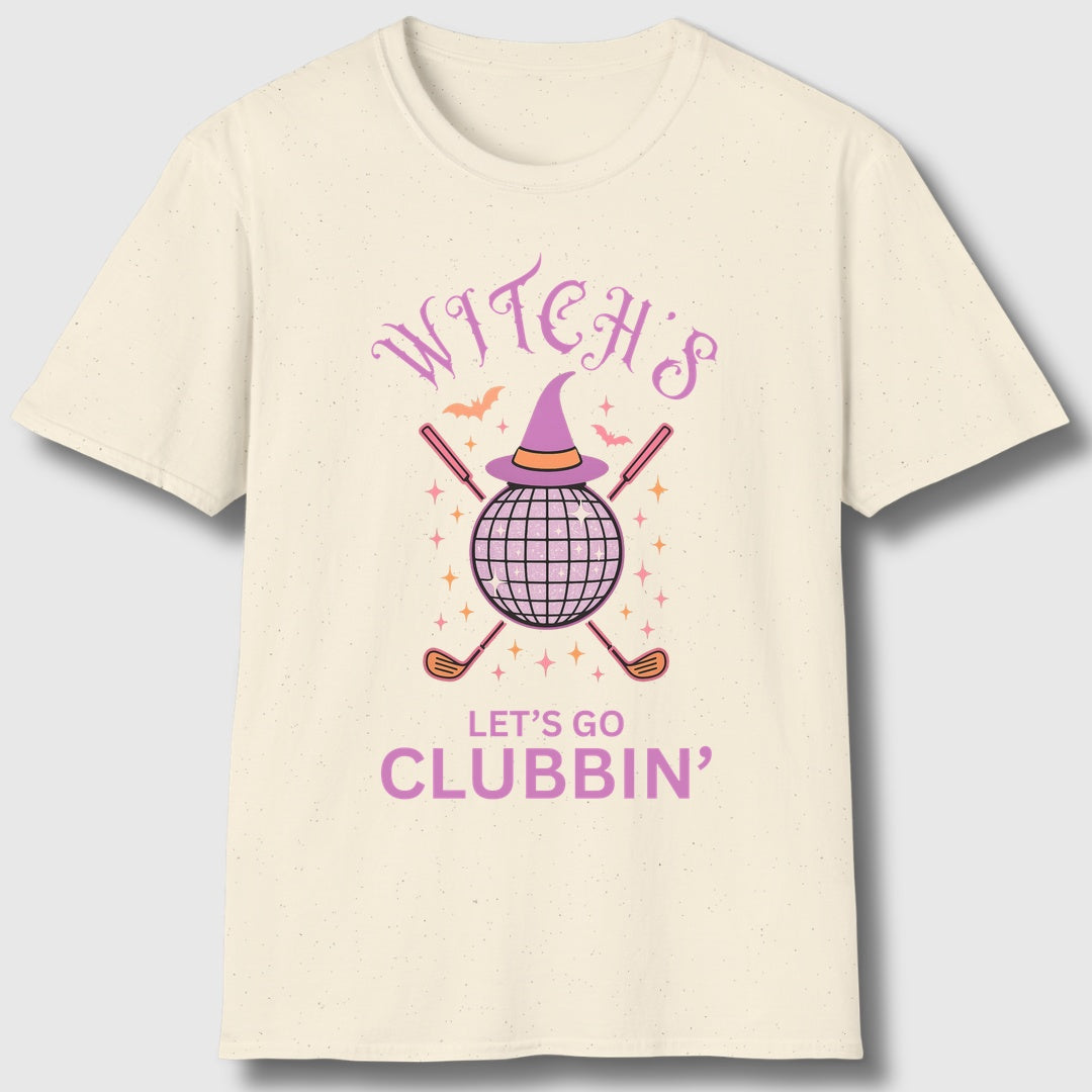 Witches, Let's Go Clubbin'! - Adult Golf T-Shirt in Natural