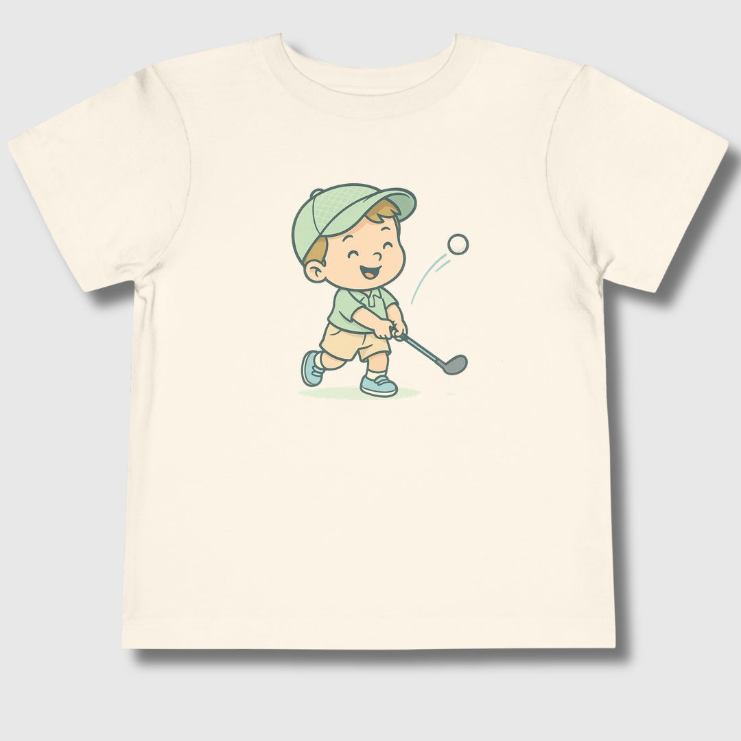 Happy Boy Golfer - Toddler Golf T-Shirt in Natural