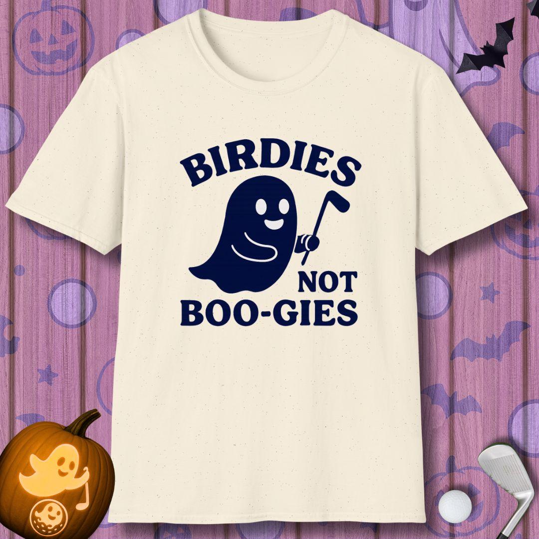 Birdies not BOO-GIES - Halloween T-shirt in Natural, great for casual wear. Find more fun golf focused products at oneforetheages.com