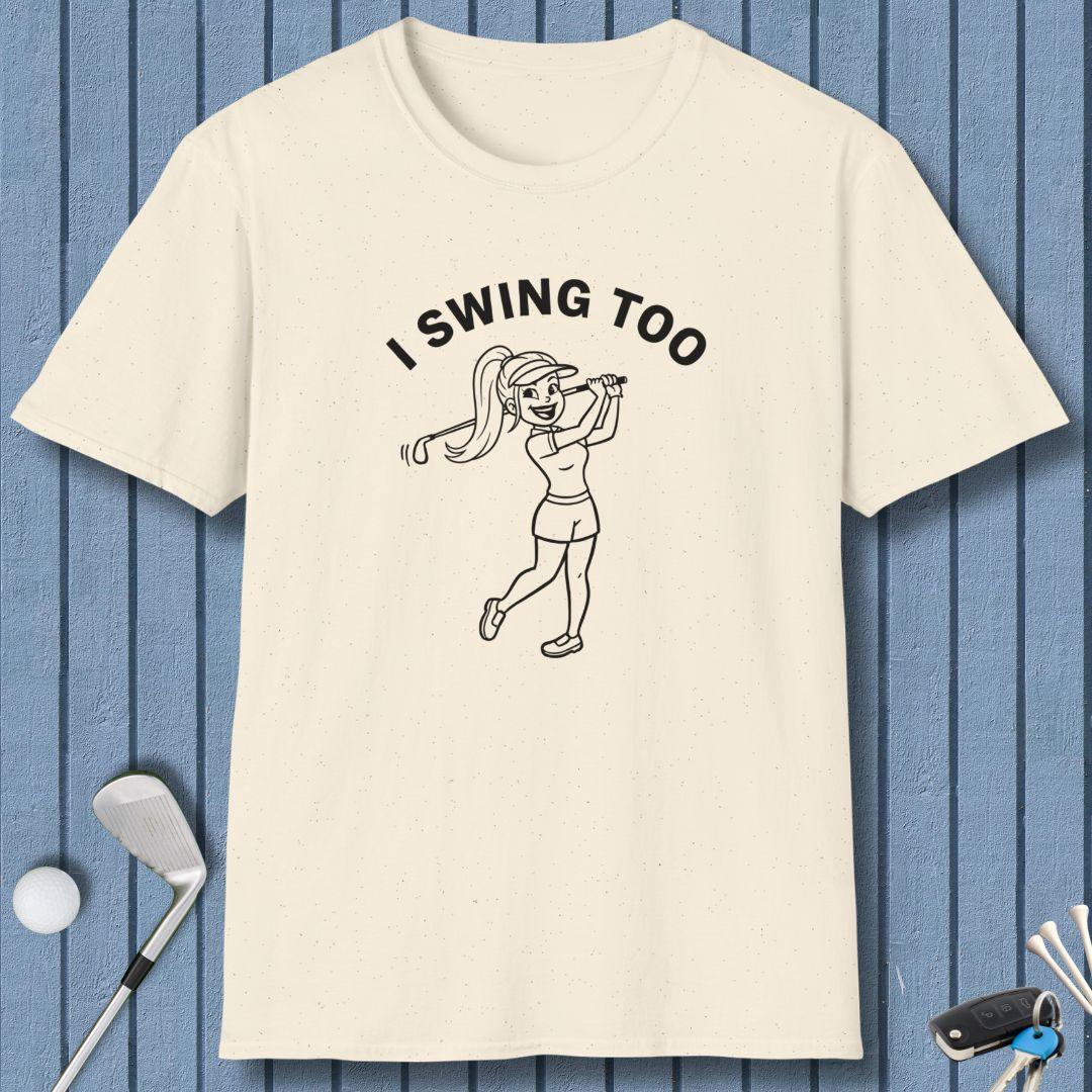 Retro “I SWING TOO” Women’s Golf T-Shirt – Funny Vintage Golf Design