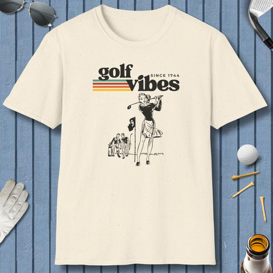Golf Vibes Retro - Adult Golf T-Shirt in Natural