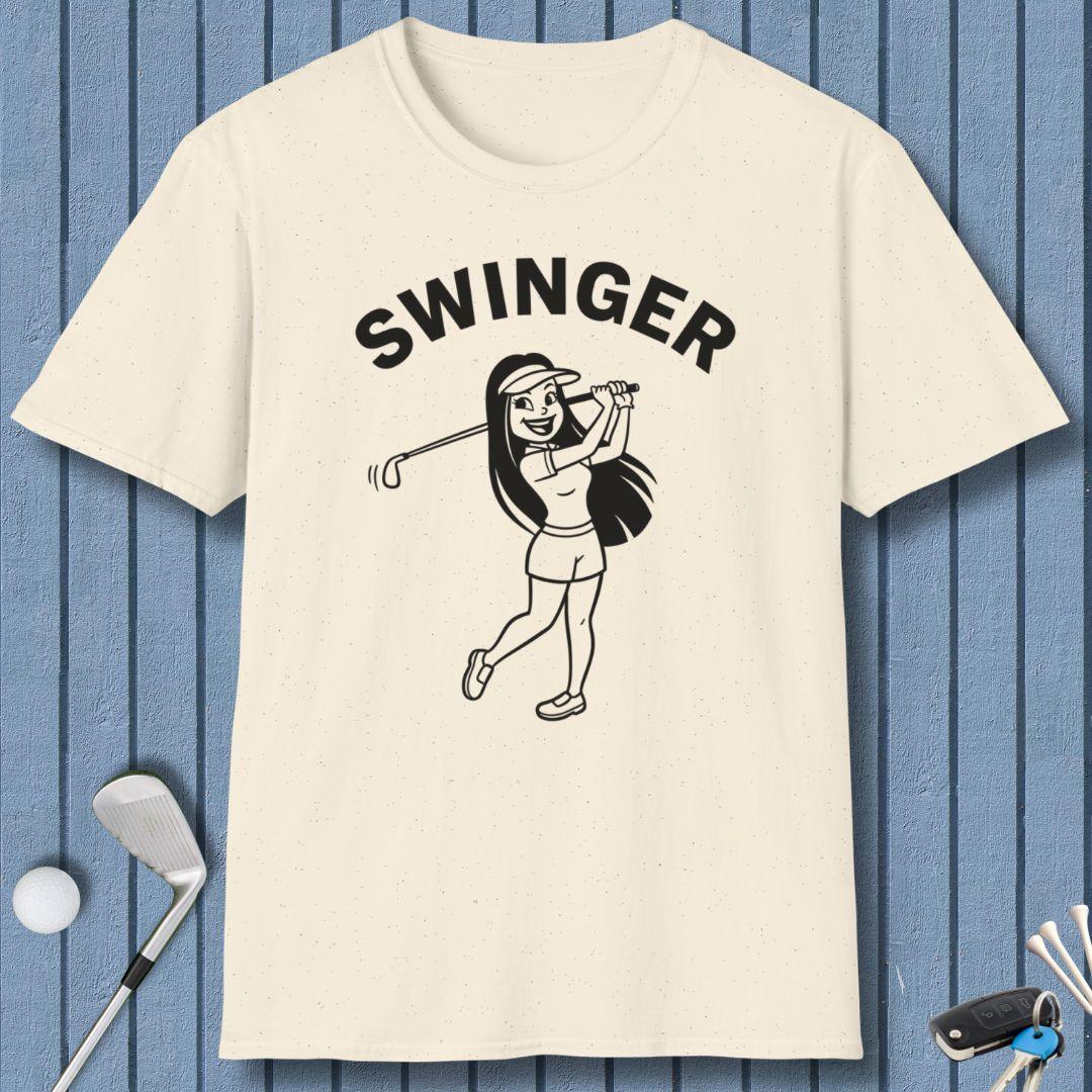 Retro “Swinger” Women’s Golf T-Shirt – Funny Vintage Golf Design