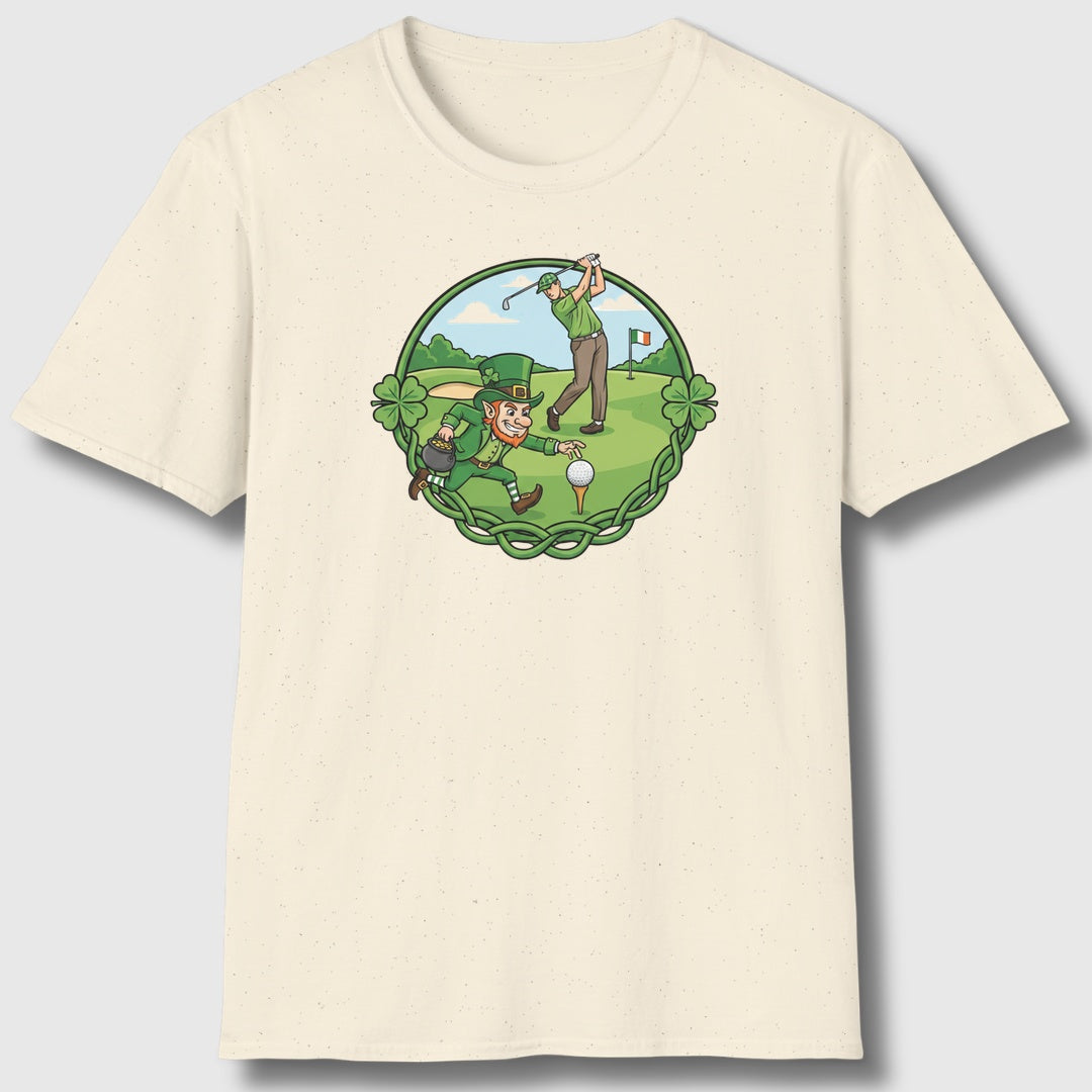 The Leprechaun Stole My Ball! - Adult Golf T-Shirt in Natural