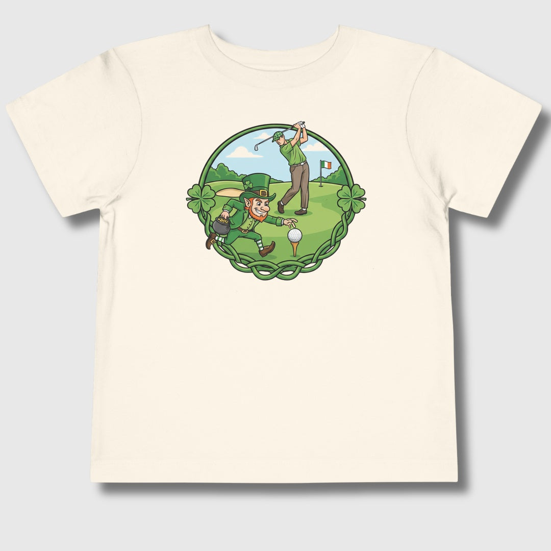 The Leprechaun Stole My Ball! - Toddler Golf T-Shirt in Natural