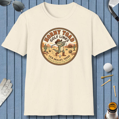 Horny Toad Golf Links - Lick Skillet, Texas - Adult Golf T-Shirt in Natural
