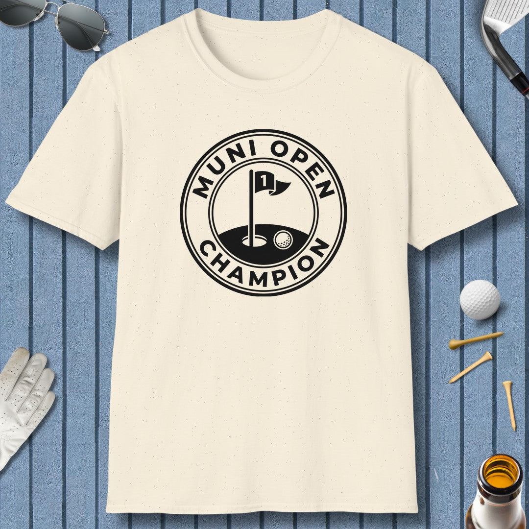 MUNI OPEN CHAMPION - MUNICIPAL GOLF COURSE T-SHIRT in Natural