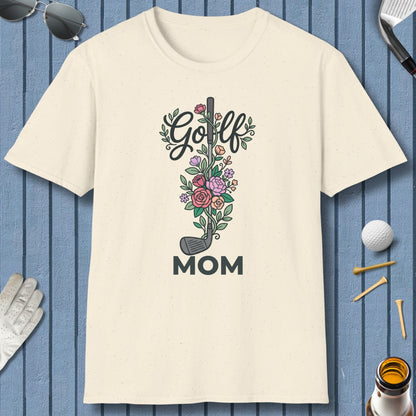 Golf Mom - Floral - Adult Golf T-Shirt in Natural