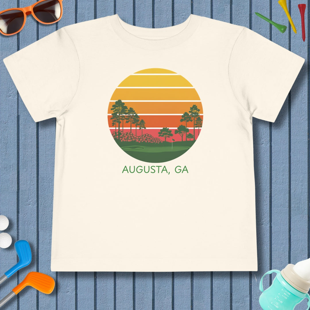 Retro Sunset - Augusta - Toddler Golf T-Shirt in Natural