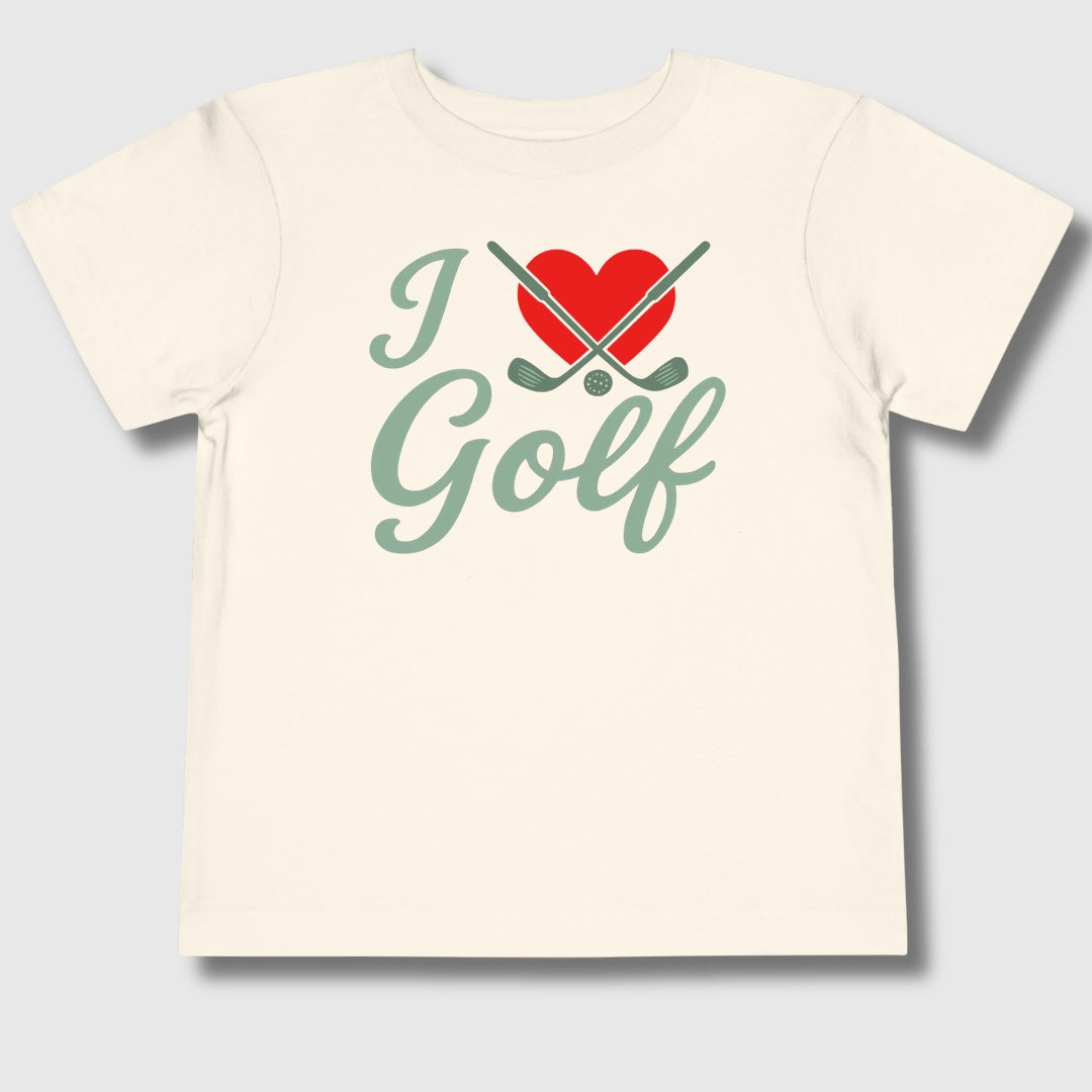 I Love Golf - Toddler Golf T-Shirt in Natural