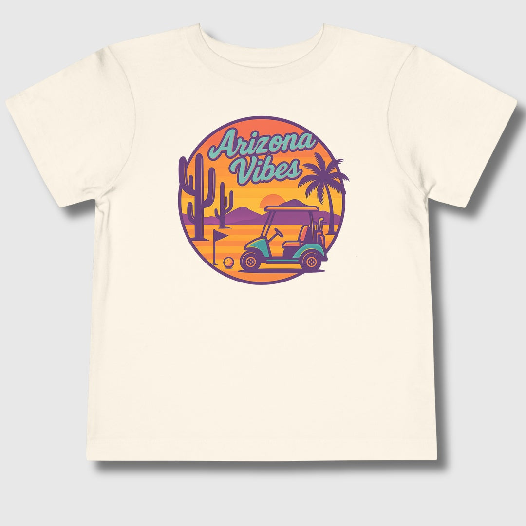 Golf Vibes - Arizona - Desert Edition Golf Destination - Toddler Golf T-Shirt in Natural