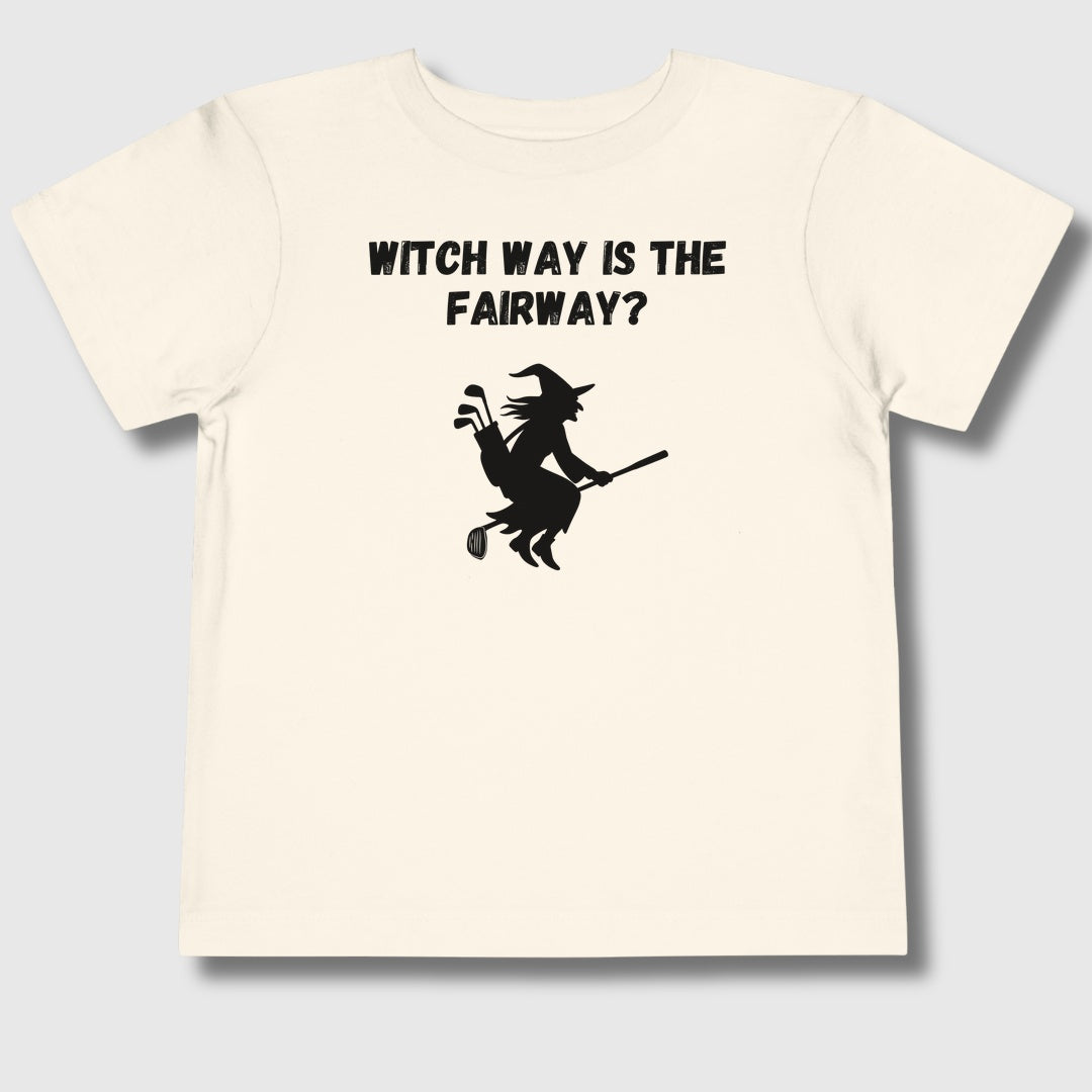 Witch Way is the Fairway - Toddler Golf T-Shirt in Natural