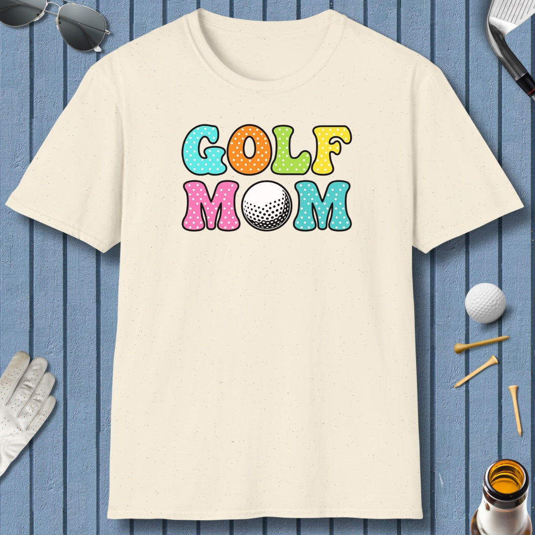BUBBLY GOLF MOM, Polka Dot Pop - Adult Golf T-Shirt in Natural